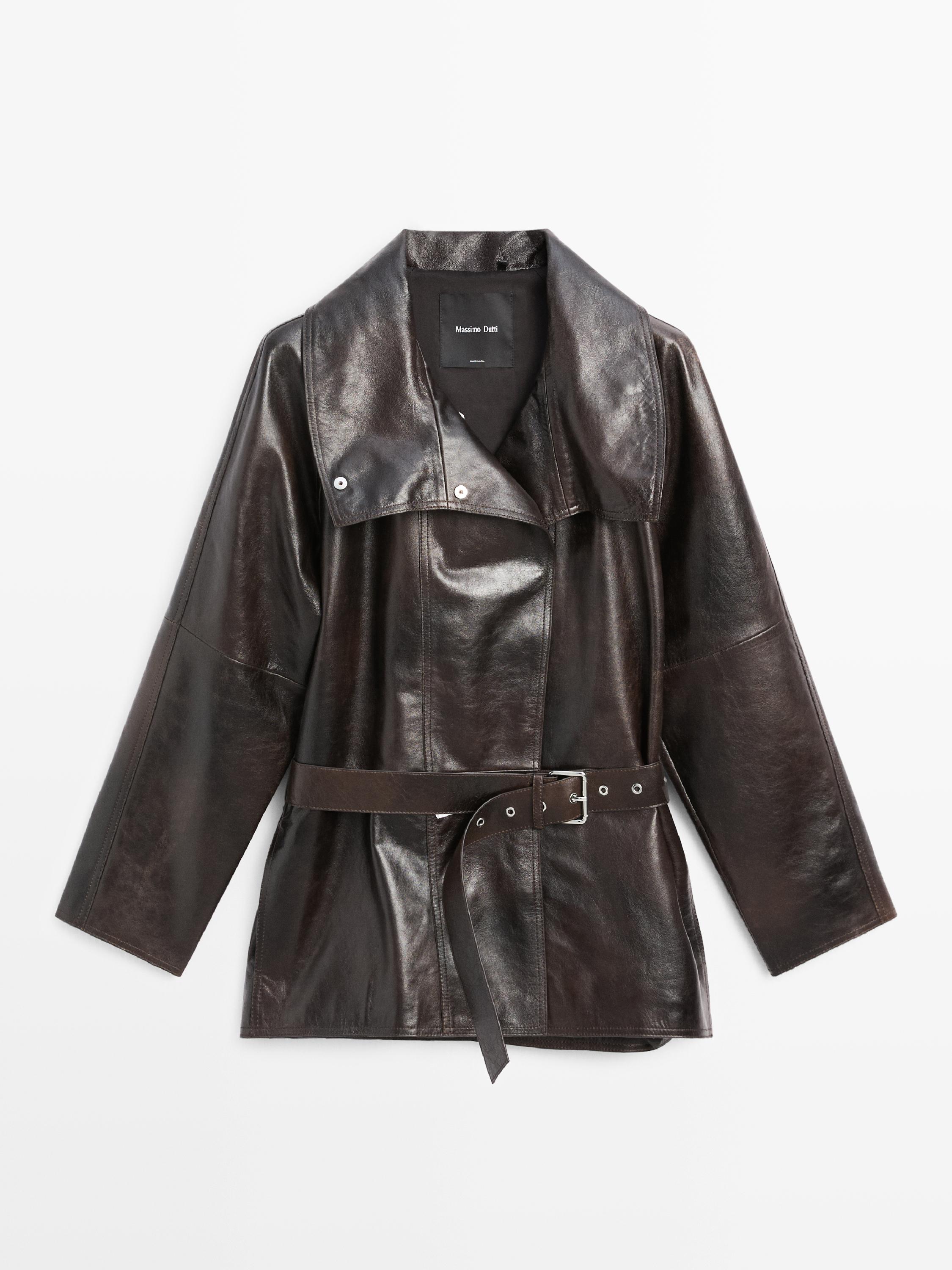 Nappa leather jacket with belt